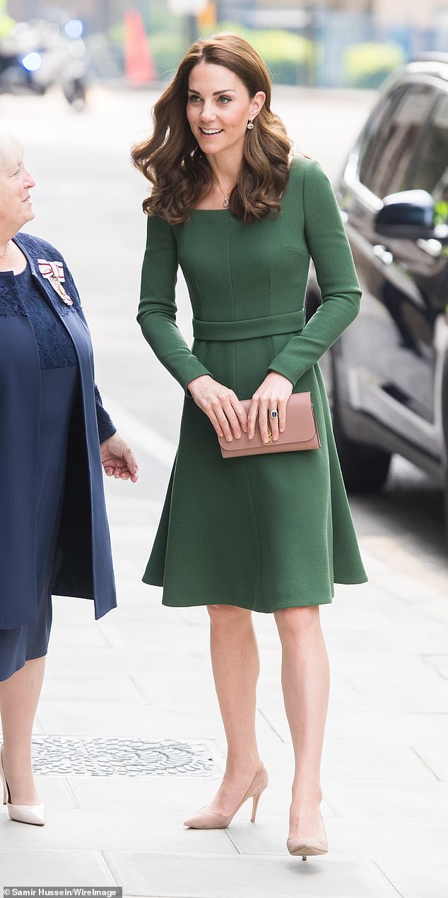 Kate debuted an olive green version of the designer dress to open the Anna Freud Center in London