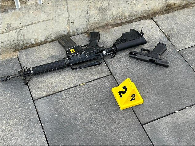 The weapons used in the shooting can be seen in this image provided by Israeli police