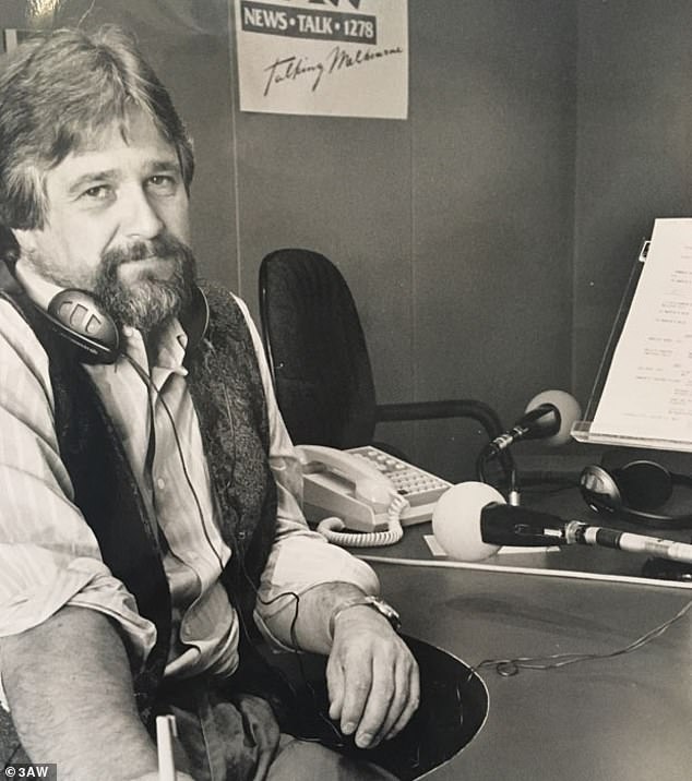 The iconic broadcaster worked at 3AW for 36 years.  He is pictured in his early days at the station