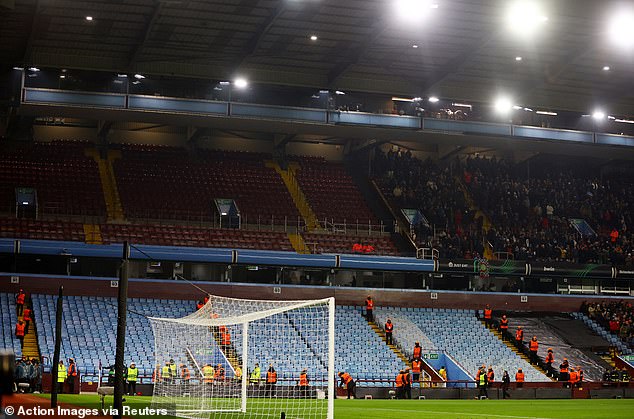 There were no away fans at Villa Park when the match started at 8pm
