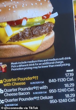 A menu posted by TikToker @xcommedia shows the company charging more than $17 for a meal