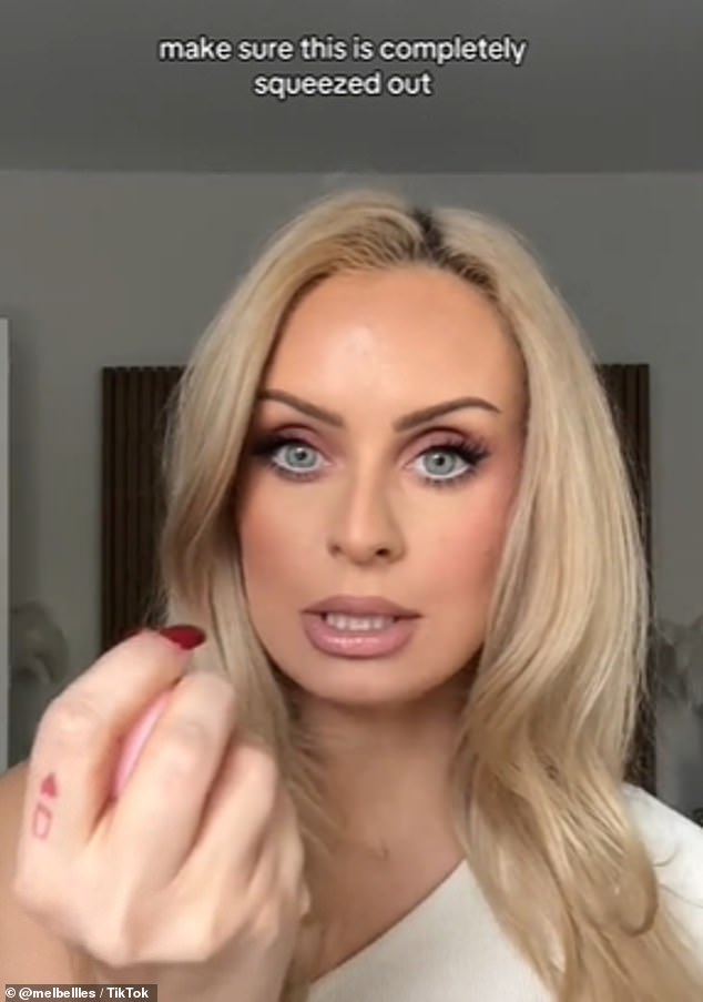 In the video, Melanie warned about squeezing the water out of the Beauty Blender or your foundation could look 'patchy'