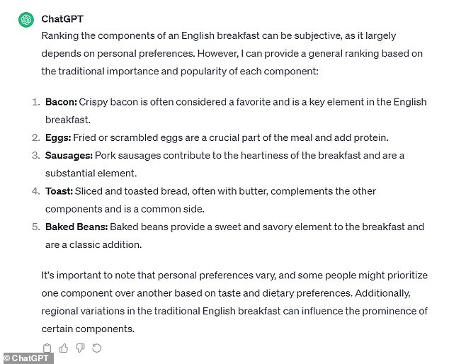 MailOnline asked ChatGPT to rank the components of the full English language - do you agree with the ranking?