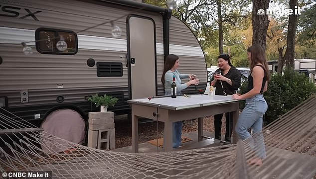 The 38-year-old, who has a finance degree, lives in a 20-by-8-foot RV that she bought for $14,000 cash
