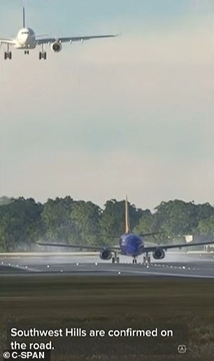 A simulation shows a February incident in Austin, Texas, when a FedEx cargo plane and a Southwest Boeing 737 came within about 110 feet in low visibility