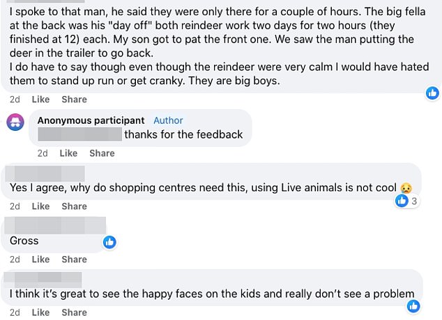 There were comments (photo) both opposing and defending the use of live reindeer