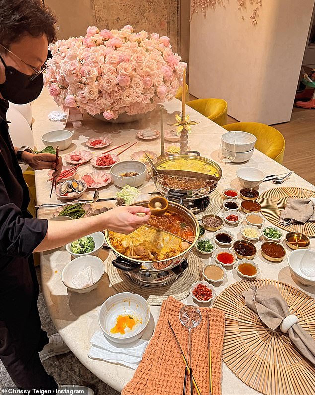 Chrissy's family and friends enjoyed a traditional Chinese hot pot dinner