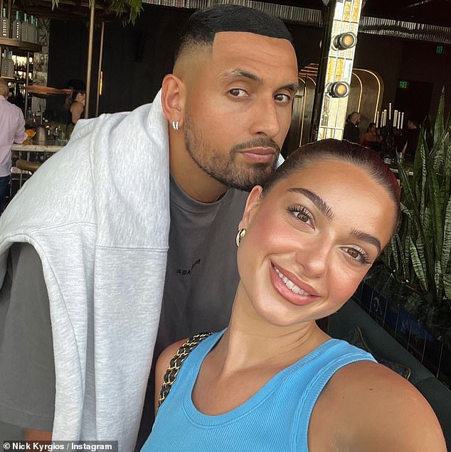 Fortunately, Kyrgios has since managed to get both his professional and personal lives back on track and is rumored to be planning to have children with his beautiful girlfriend Costeen Hatzi (right)