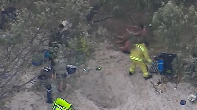 Josh was buried under the sand for a long time.  Image: Nine news