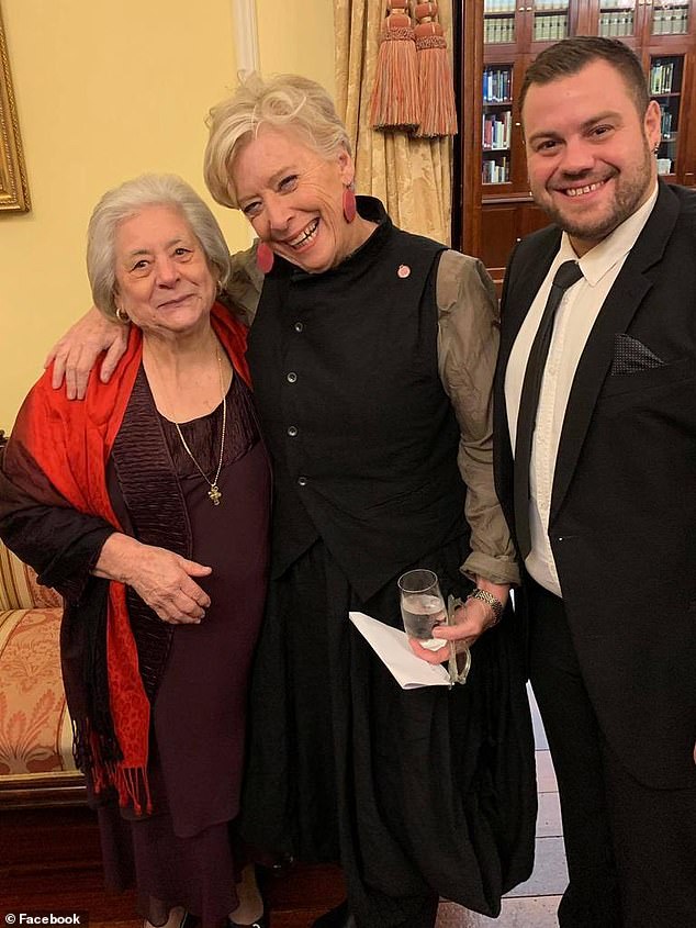 Alleged murder victim Maria 'Nonna' Dimasi (left) with chef Maggie Beer (center) and grandson Stefan Dimasi (right)