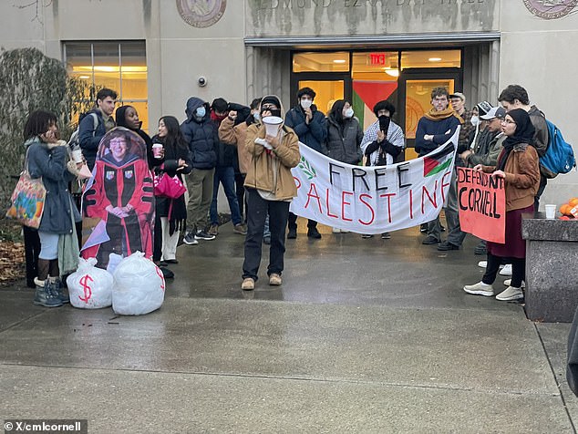 The demonstrators were joined by many other students for the 'die-in' – as well as the university's Students for Justice in Palestine chapter