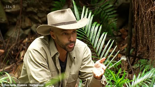 The presenter, 34, supported her husband Marvin Humes, 38, during his time in the jungle (pictured)