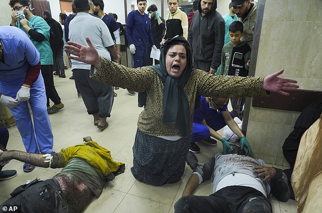 Palestinians injured in the Israeli bombardment of the Gaza Strip are taken to hospital in Deir al Balah