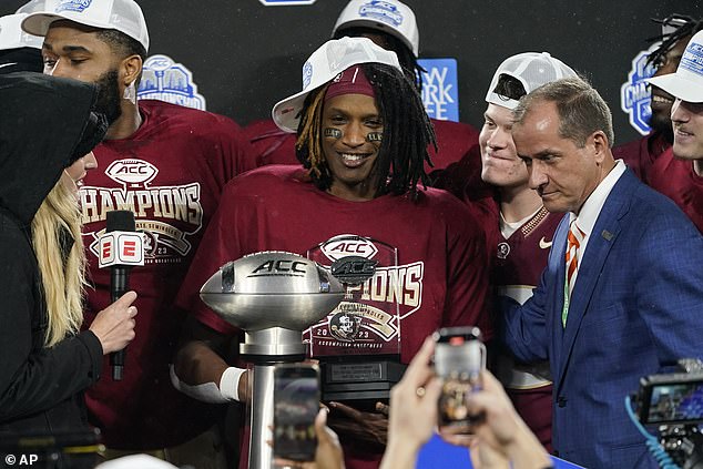 The Florida State Seminoles are celebrating after clinching the ACC Championship title on Saturday