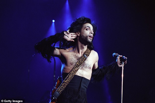 Prince is the only other artist with five albums on the chart for the week of May 14, 2016, less than a month after his death at age 57.  Pictured in his native Minnesota in 1990