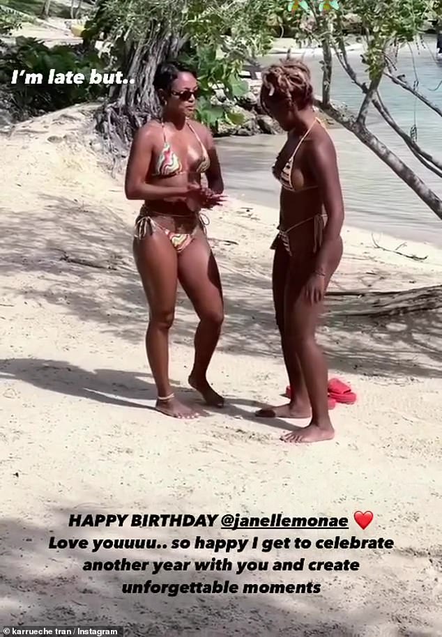 Celebrity friends including Kerry Washington, Lori Harvey and Robin Thede sent their well wishes.  Karrueche Tran added this greeting to her Instagram stories