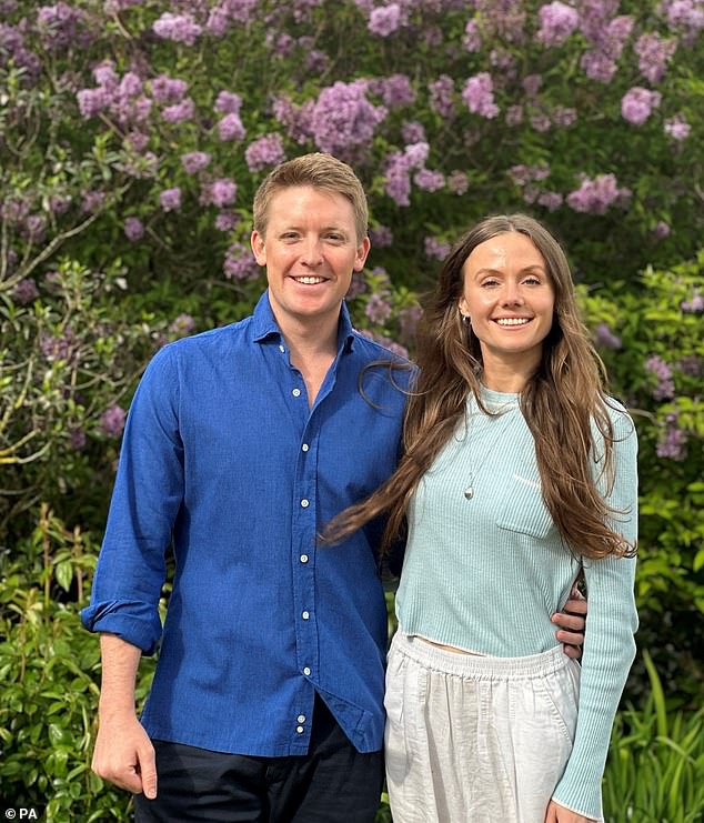 Hugh Grosvenor, the Duke of Westminster, is said to have decided not to invite the Sussexes to avoid clashes on his big day, amid rising tensions following the release of Omid Scobie's new book.  Pictured: with fiancée Olivia Henson