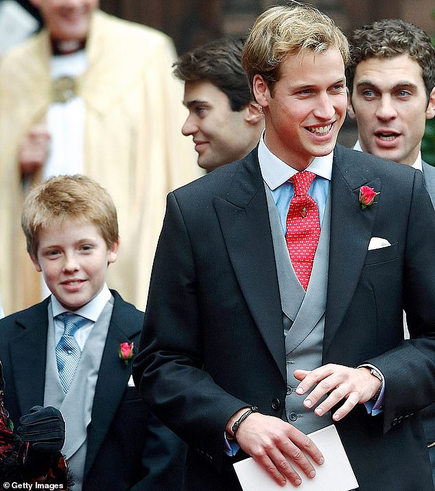 To rub salt in the wound, Prince William is thought to be in the running to become Grosvenor's best man.  Pictured: William with Grosvenor in 2004