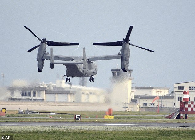 The US military CV-22 Osprey takes off from the Iwakuni base, Yamaguchi Prefecture, western Japan.  This crash is the latest in a series of fatal accidents involving the $90 million plane