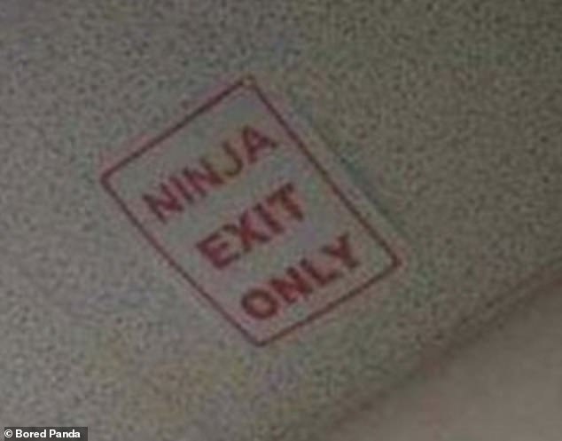 Another person saw this sign on the ceiling of an office building, which made him chuckle