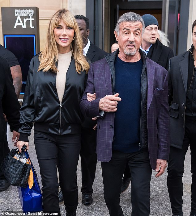 The Hollywood legend was joined by wife Jennifer Flavin in Philadelphia on Sunday