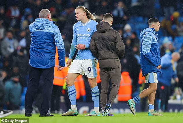 Haaland and Giovani Lo Celso had a violent clash as the Norwegian left the pitch after the 3-3 draw