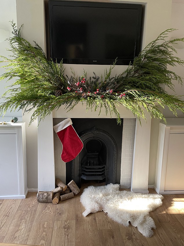 Claire went searching in her backyard to make this striking garland for her mantelpiece