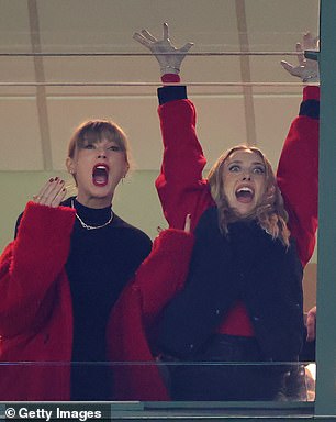 Taylor Swift (left) with Brittany Mahomes (right)