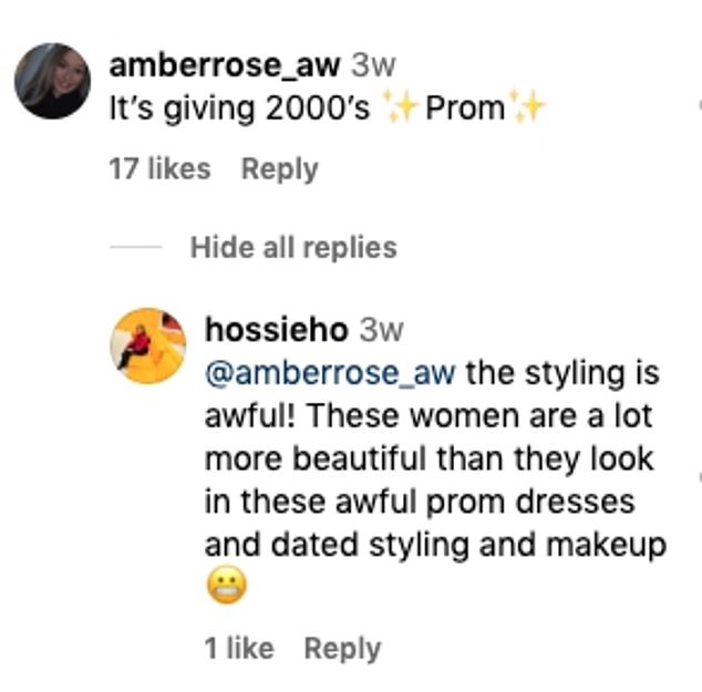 Some users claimed the dresses looked extremely dated, while one described the styling as 'terrible'