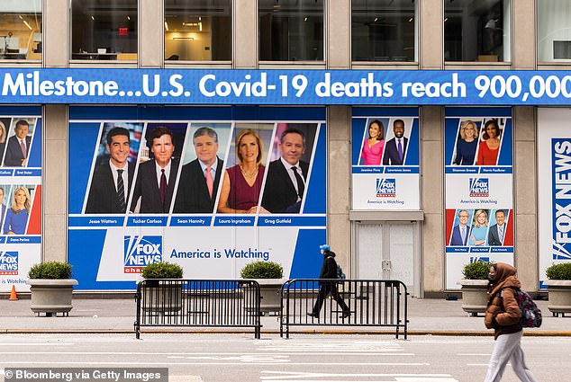Fox News signage outside its New York headquarters in 2022. The lawsuit alleged that Fox News prevented Delancey from reporting the alleged attack on human resources