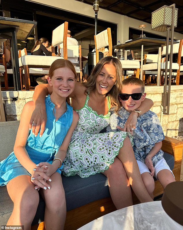 It wasn't all fun and glamor for the mother of two, who admitted the move took a toll on her emotions.  Pictured with her daughter Pixie and son Hunter