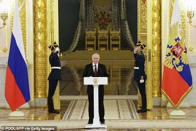 Putin will deliver the speech in the gilded Alexander Hall of the Grand Kremlin Palace