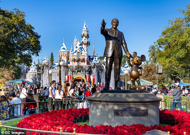 General images of the Walt Disney 'Partners' statue at Disneyland during the Festival of Holidays celebration on November 25, 2023 in Anaheim, California