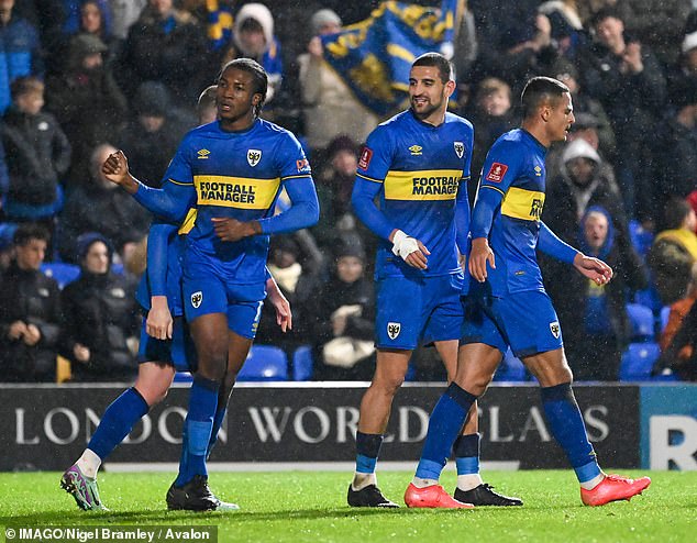 Josh Neufville (left) was also on the scoresheet at Plow Lane with an impressive performance