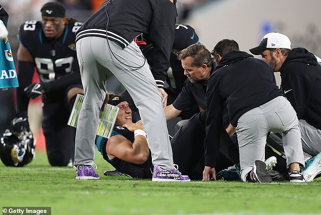 Lawrence was visibly in pain when he was treated on the field Monday evening