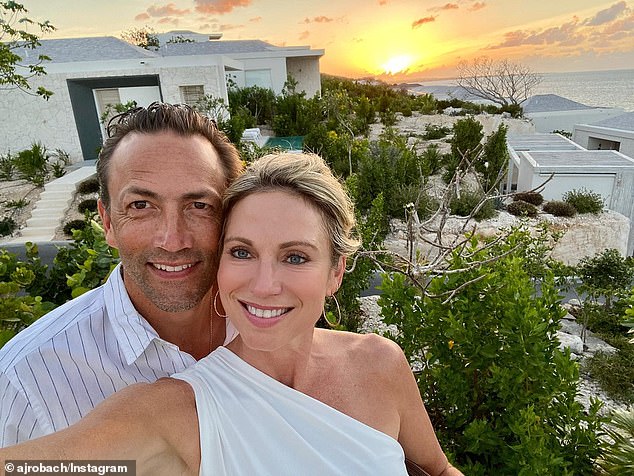 Andrew Shue (left) is said to have 'gone further' than Amy Robach (right), at a time when she is seemingly making her relationship with TJ Holmes more public