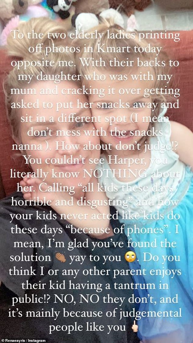 Ayris said she heard the two women say "all the kids were terrible these days" because they were always glued to iPads or iPhones