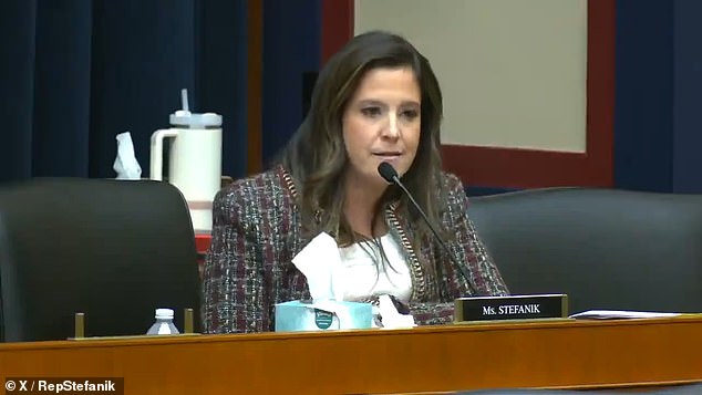 Elise Stefanik, a Republican from New York, questioned the three university presidents on Tuesday