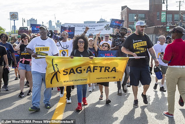 Notable members of SAG-AFTRA, which represents Hollywood artists, participate in the Labor Day parade in Detroit.  SAG-AFTRA, along with the Writers Guild of America, is striking against companies represented by the Alliance of Motion Picture and Television Producers.  Detroit Labor Day Parade, Michigan, on September 4, 2023