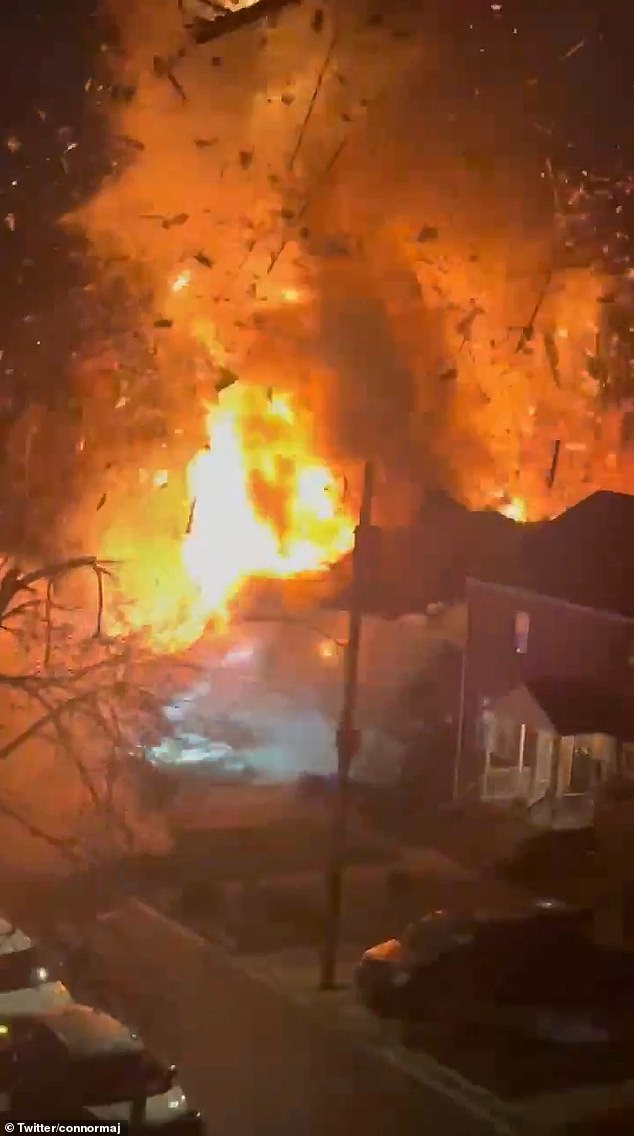 The blast set the house on fire in the Bluemont section of the city