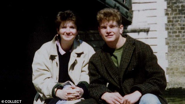 A photo taken in 1990 of Joanna Parrish (L) and her brother Barney in Paris