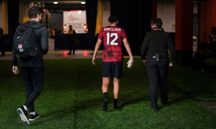 Christine Sinclair walks to the locker room after Canada defeated Australia 1-0 in an international friendly in Vancouver, British Columbia