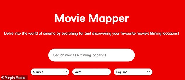 To use the map, you can use the search box to search for movies or filming locations.  Alternatively, you can use the drop-down menus to search by genre, cast or region