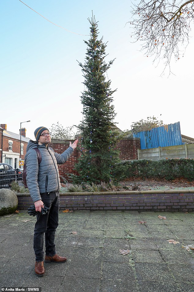 Resident Darren Rowe, 25, said: 'It's a bit of a joke to call that a Christmas tree'