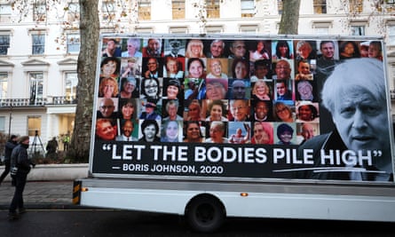 A billboard van outside the UK Covid-19 study