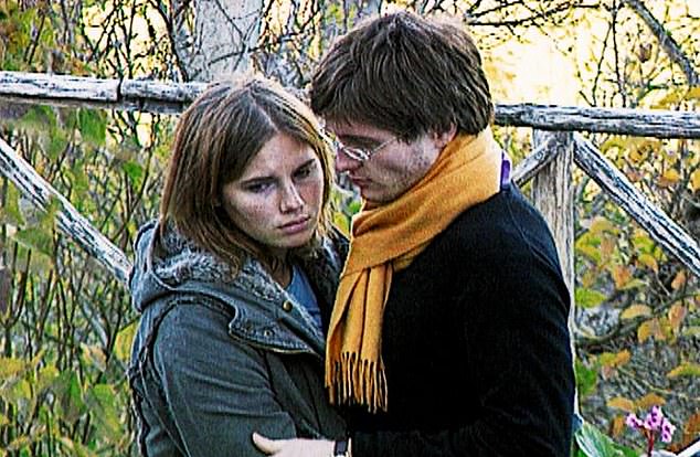 Knox and Sollecito both served four years in prison after their convictions.  Knox was also convicted of defamation for falsely accusing Patrick Lumumba, a bar owner, of the murder.  Pictured: Knox and Sollecito in 2007