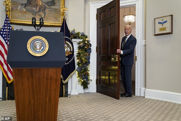 Biden delivered his remarks Wednesday in the Roosevelt Room of the White House