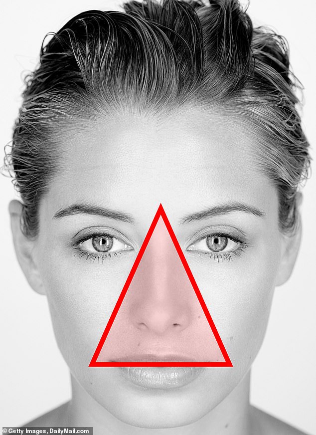 The 'triangle of death' extends from the bridge of your nose to the corners of your mouth