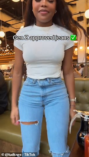 Millennials would wear skinny jeans, while Gen Z would wear loose jeans (pictured)