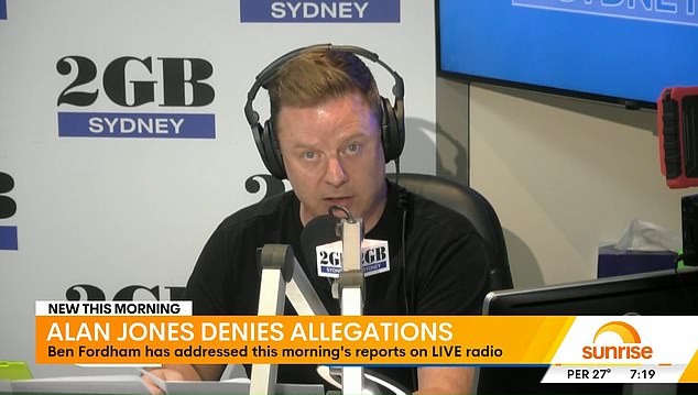 2GB Breakfast presenter Ben Fordham - Jones' successor in the role - told listeners on Thursday morning that Jones was considered innocent until proven guilty